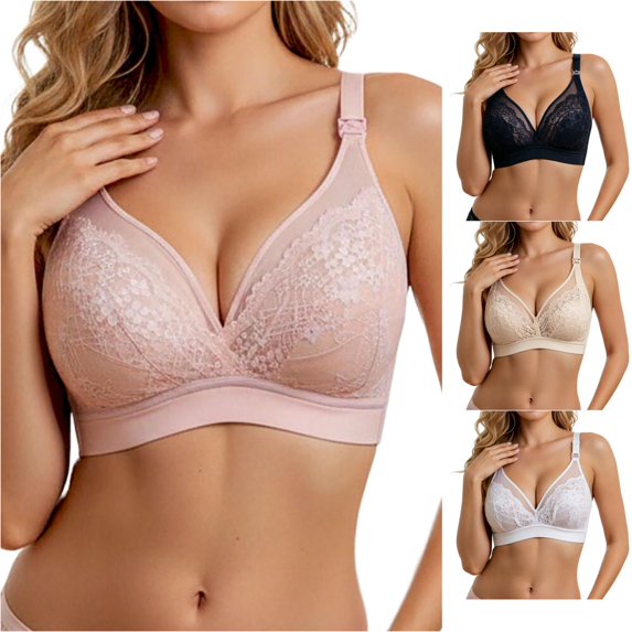 Afdoent Bras for Women Lace Breathable Lightweight No Underwire Bra Adjustable Shoulder Straps Comfy Everyday Bra