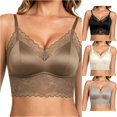 thumbnail image 1 of Afdoent Bras for Women Lace Push Up Bra Adjustable Straps Fixed Cup Satin Wirefree Comfy Everyday Bra, 1 of 7