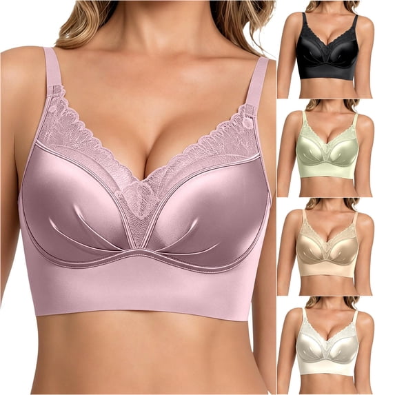 Afdoent Bras for Women Lace Push Up Racerback Bra Adjustable Straps Wirefree Seamless Comfy Everyday Bra