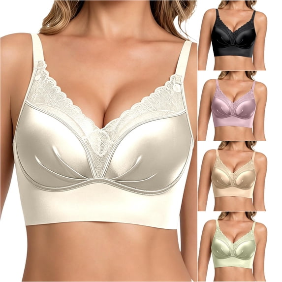 Afdoent Bras for Women Lace Push Up Racerback Bra Adjustable Straps Wirefree Seamless Comfy Everyday Bra