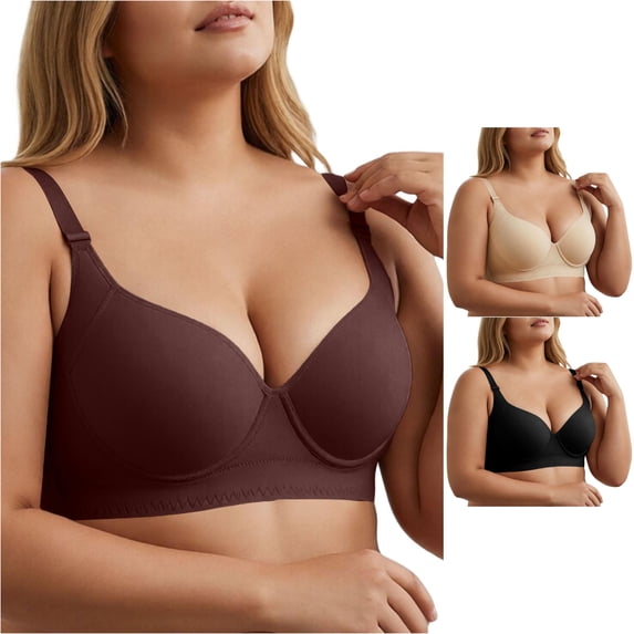 Afdoent Bras for Women Plus Size Full Coverage Push Up Bra with Underwire and Wide Straps for Enhanced Support Seamed Cups Comfortable Everyday Wear