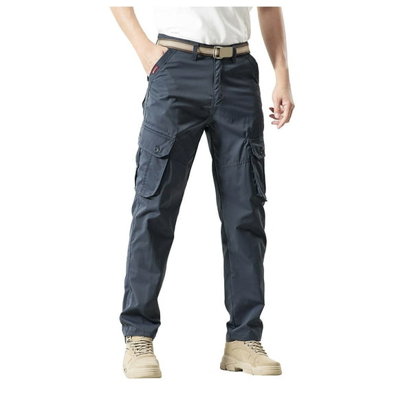 Afdoent Casual Pants For Men Fitness Running Trousers Loose Waist Solid Color Pocket Loose Sweatpants Breathable