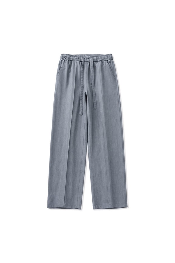 Casual Pants For Men Large Size Loose Ice Silk Suit Pants Male Spring Summer Casual Wide Leg Straight Pants Fashion