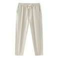 thumbnail image 1 of Afdoent Casual Pants For Men Retro Pockets Low Waisted Drawstring Imitation Linen Pants Jogging Fashion, 1 of 8