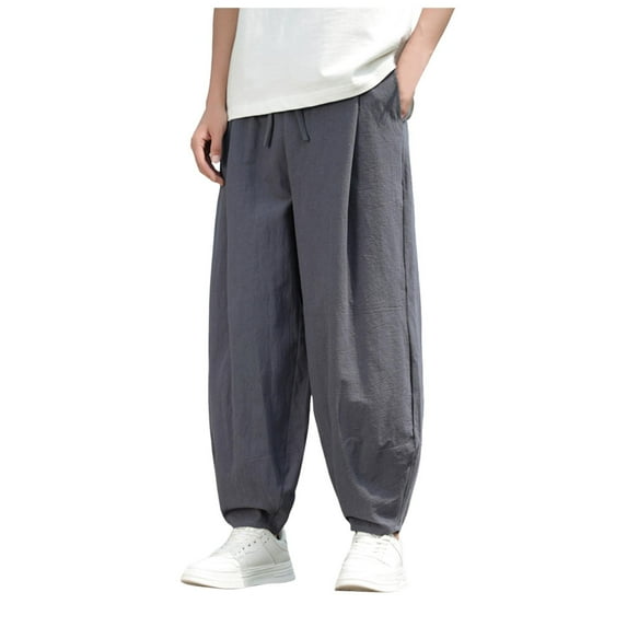 Afdoent Casual Pants For Men Solid Color Sweatpants Casual Harem Pants Sportswear Trousers With Pockets Breathable