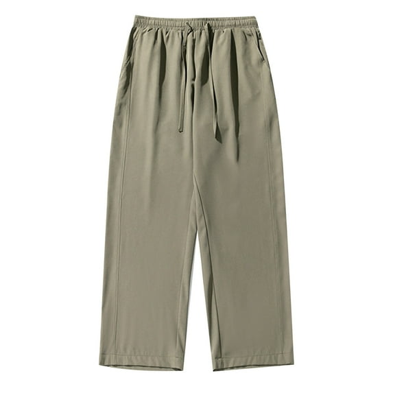 Afdoent Casual Pants For Men Summer Light Loose Straight Tube Solid Color Basic Easy To Pants Breathable