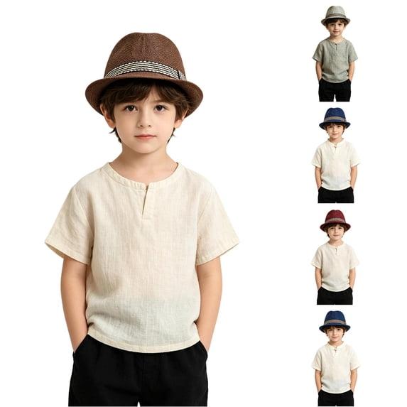 Afdoent Children's Fedora Hat Kids Fashionable Outdoor Beach Hats Travel Gentlemen Style Casual Hat For Autumn Vacation Travel