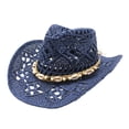 thumbnail image 1 of Afdoent Cowboy Hat For Women Summer Western Cowboy Hat Shapeable Straw Hat Hollowed Out Fashion Hat Classic, 1 of 3