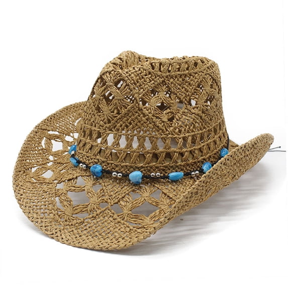 Afdoent Cowboy Hat For Women Summer Western Cowboy Hat Shapeable Straw Hat Hollowed Out Fashion Hat Classic