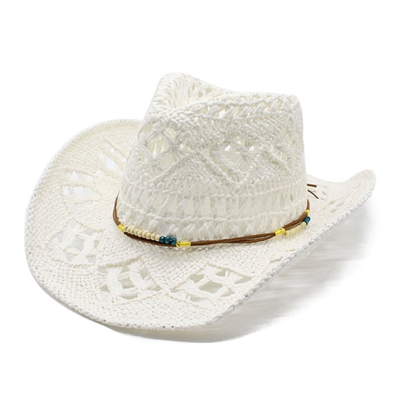 Afdoent Cowboy Hat For Women Summer Western Cowboy Hat Shapeable Straw Hat Hollowed Out Sun Hat Classic