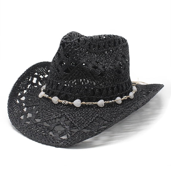 Afdoent Cowboy Hat For Women Summer Western Cowboy Hat Shapeable Straw Hat Hollowed Out Sun Hat Fashion Classic