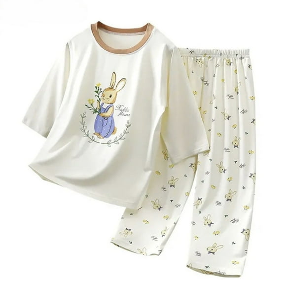 Afdoent Cute Outfits For Girls Boys And Girls Version Of Air Conditioning Clothing Baby Quarter Sleeve Two Piece Pajama Home Wear Fashion 18-24 Months