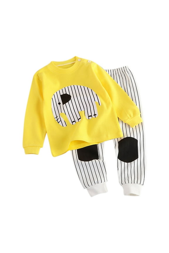 Cute Outfits For Girls Little Boys Girls Pajama Dinosaur Animals 2 Piece Train Toddler Kids Cartoon Sleepwear Fall Clothes Set Fashion Clothing Sets 1-2 Years