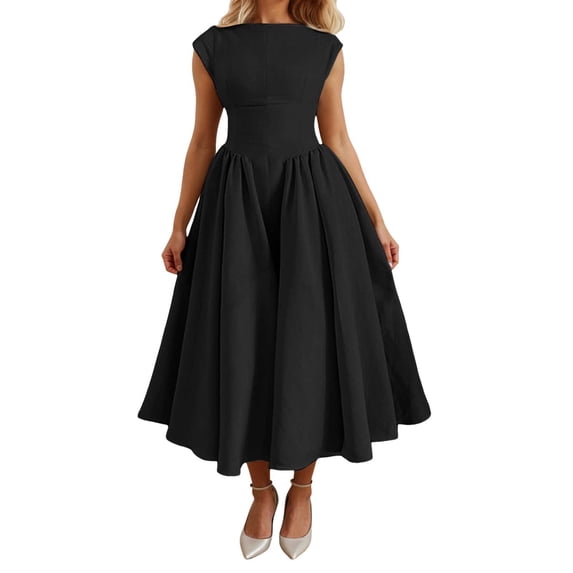 Afdoent Dresses For Women Sleeveless Maxi Corset Dress Crew Neck Backless Flowy Elegant Evening Party Long Dresses Beach Vacation Outfits Classic