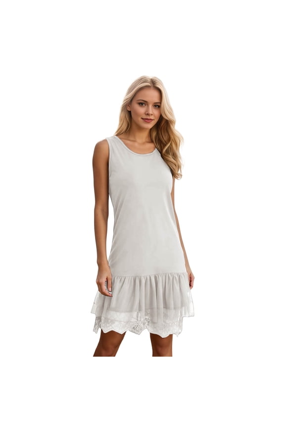Dresses For Women Sleeveless Tank Dress Casual Lace Trim Dress Elegant Fall Winter Layering Dress Comfortable Daily Wear Boho Beach Dress