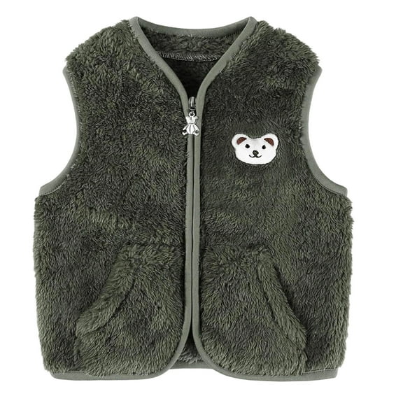 Afdoent Fall Jacket For Baby Boys Girls Vest Zip Up Cute Jackets Fuzzy Fall Winter Warm Clothes Outwear For Toddler 18-24 Months