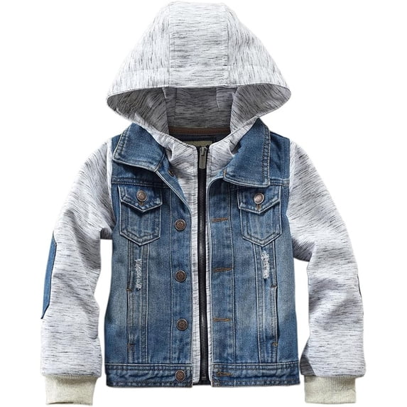 Afdoent Fall Jacket For Boys Durable Denim Jacket For Boys With Adjustable Hooded Classic Casual Coat For Kids And Youth 9-10 Years