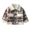 thumbnail image 1 of Afdoent Fall Jacket For Boys Winter Lined Plaid Coat Jacket With Turn Down Collar For Toddlers And Stylish Warm Outerwear 1-2 Years, 1 of 3
