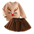 thumbnail image 1 of Afdoent Fashion Clothing Sets Autumn And Winter For Girls Christmas Deer Embroidered Long Sleeved Sweatshirt With Mesh Skirt 12-18 Months, 1 of 9
