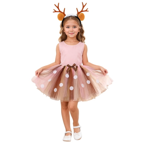 Afdoent Fashion Clothing Sets Girls Tutu Dress With Skirt And Festive Printed Top For Holiday Parties And 5-6 Years