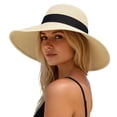 thumbnail image 1 of Afdoent Fashion Sun Hats For Women Wide Brim Sun Hats For Beach Travel With Bow Detail Summer Hat Classic, 1 of 4