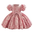thumbnail image 1 of Afdoent Flower Girl Dresses For Baby Girls Party Dresses Toddler Puff Sleeve Pageant Dress With Bowknot 2-3 Years, 1 of 4