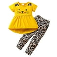 thumbnail image 1 of Afdoent Girl Outfits Baby Girls Summer 2 Piece Outfit Cat Print Pullover With Leopard Pants & Asymmetrical Skirt Fashion Kids Clothing Set Fashion 12-24 Months, 1 of 7