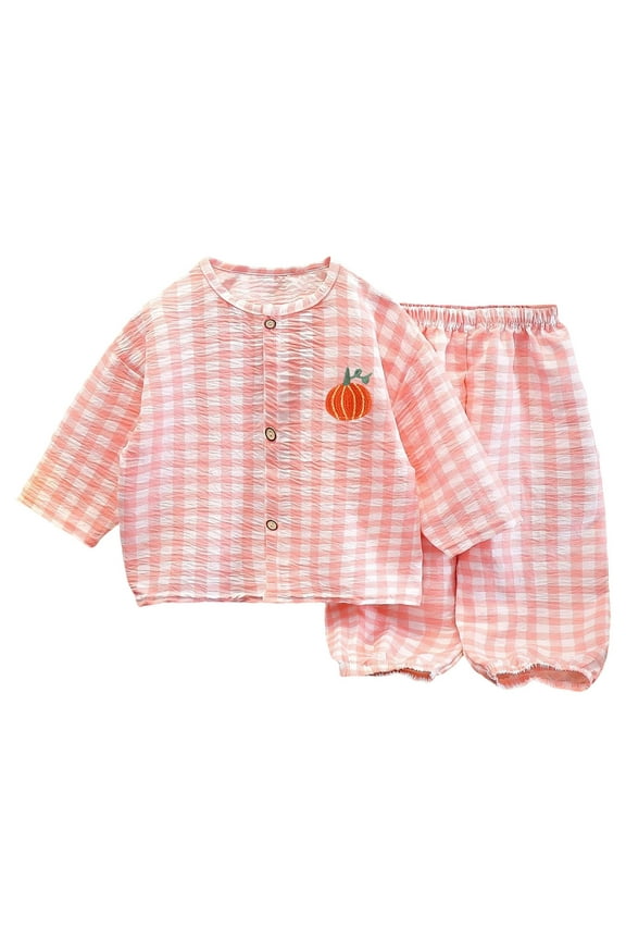 Girl Outfits Children's Pajama Tops Pants Spring And Autumn Two Piece Set Boys And Girls Cloud Summer Cardigan Cartoon Home Suit Set Fashion Clothes Outfits 5-6 Years