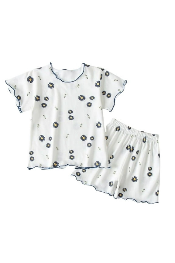 Girl Outfits Toddler Girl Ruffle Edge Short Sleeve Strawberry Print T Shirt Top Shorts Home Clothes Loose Sportswear Suit Fashion 18-24 Months