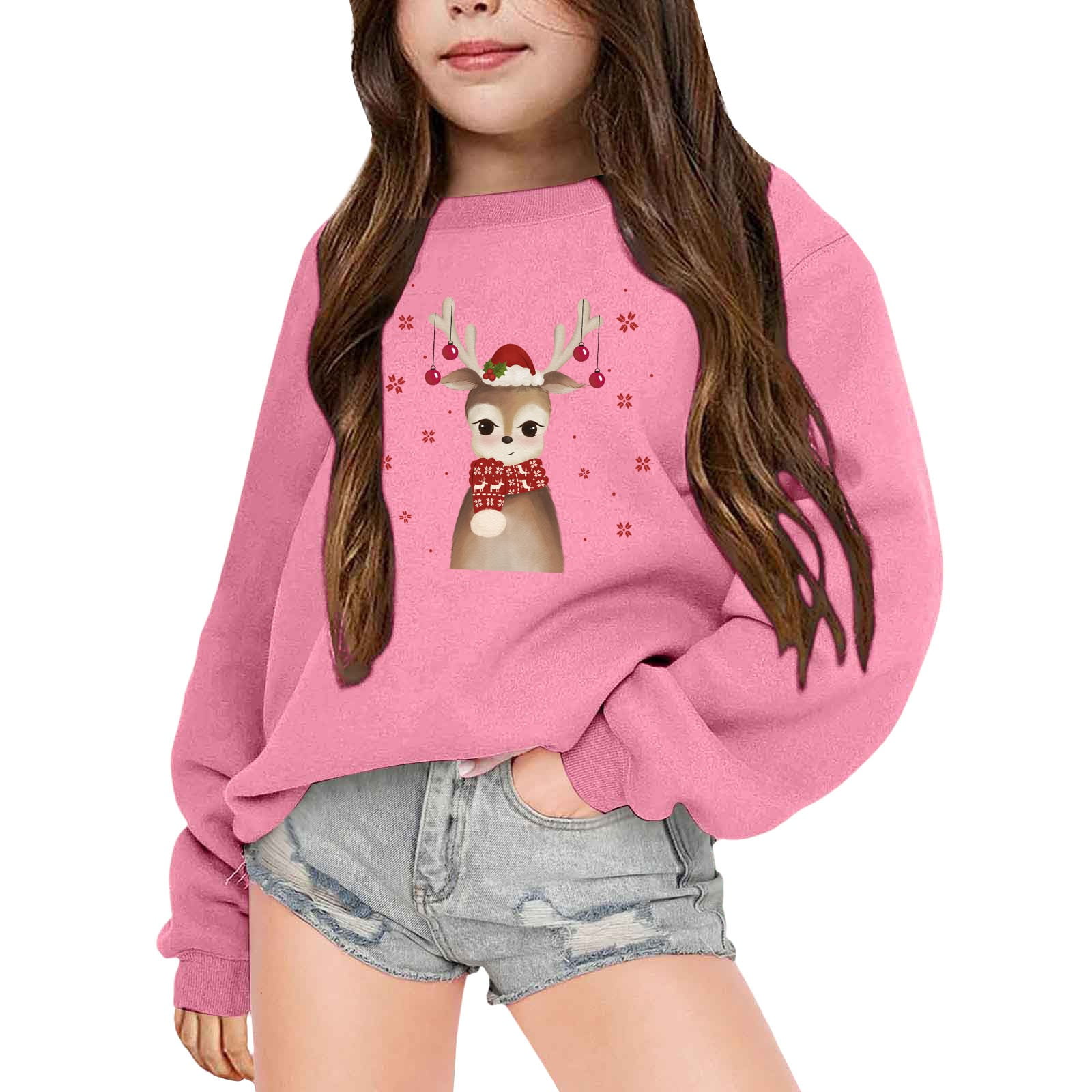 Afdoent Girl Sweatshirts Children's Autumn Winter Long Sleeve Christmas