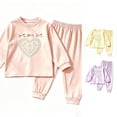 thumbnail image 1 of Afdoent Girls 2 Piece Outfit Soft Long Sleeve Top And Pants Two Piece Outfit For Toddler Kids Casual Wear Loungewear 3-4 Years, 1 of 4