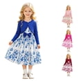 thumbnail image 1 of Afdoent Girls 2 Piece Outfit Solid Color Long Sleeve Cardigan Floral Print Sleeveless Dress Outfit For Fall 4-5 Years, 1 of 9