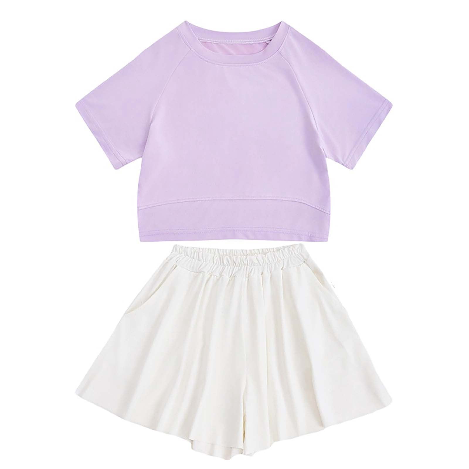 Afdoent Girls 2 Piece Outfits Boys Summer Kids Athletic Wear ...