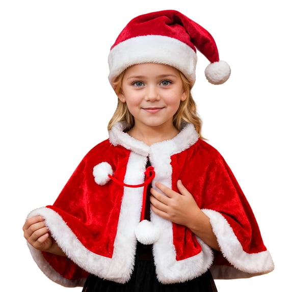 Afdoent Girls 2 Piece Outfits Elegant Girls Performance Cape Dress Up Play Cloak For Holiday Parties One Size