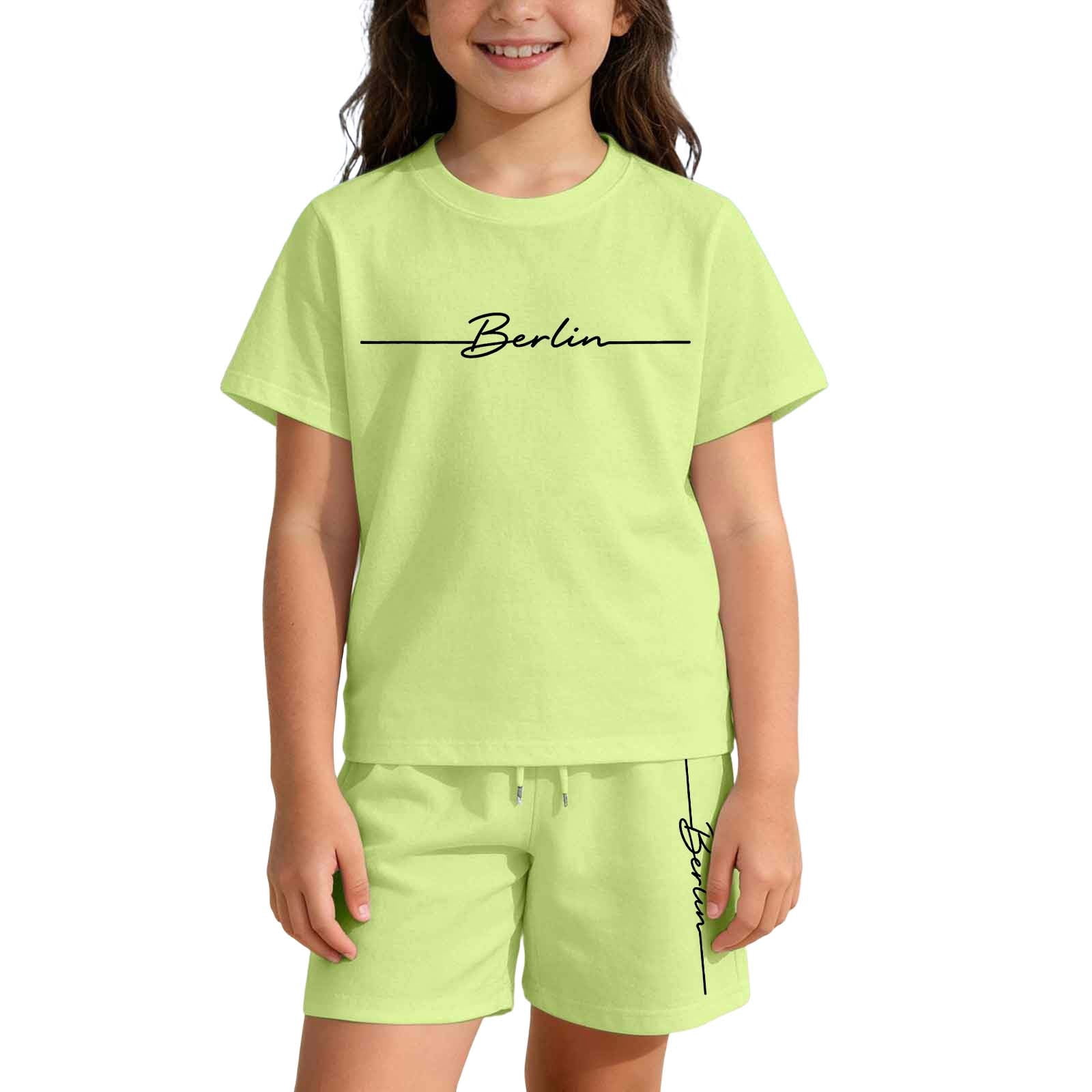 Afdoent Girls 2 Piece Outfits Typography letter print Casual Loose Fit ...