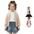 thumbnail image 1 of Afdoent Girls Cardigan Sweater Casual Open Front Knitted Sweater Basic Pullover Fall Clothes for Kids 6-8 Years, 1 of 7
