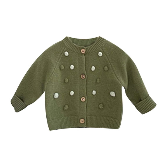 Afdoent Girls Cardigan Sweater Cute Crewneck Cardigans Sweater Long Sleeve Fall Clothes for Kids 6-12 Months