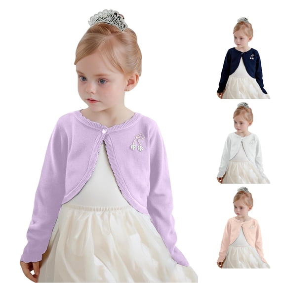 Afdoent Girls Cardigan Sweater Kids Cropped Button Knit Sweaters Soft Fall Knitted Outerwear Comfortable 1-2 Years