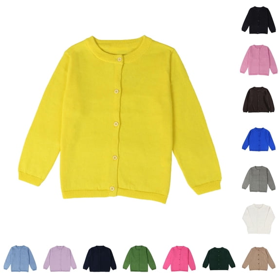 Afdoent Girls Cardigan Sweater Kids Long Sleeve Button Knit Solid Sweaters Tops Winter Warm Jacket 6Y