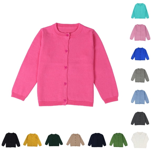 Afdoent Girls Cardigan Sweater Toddler Long Sleeve Button Knit Solid Sweaters Tops Winter Warm Jacket 18M
