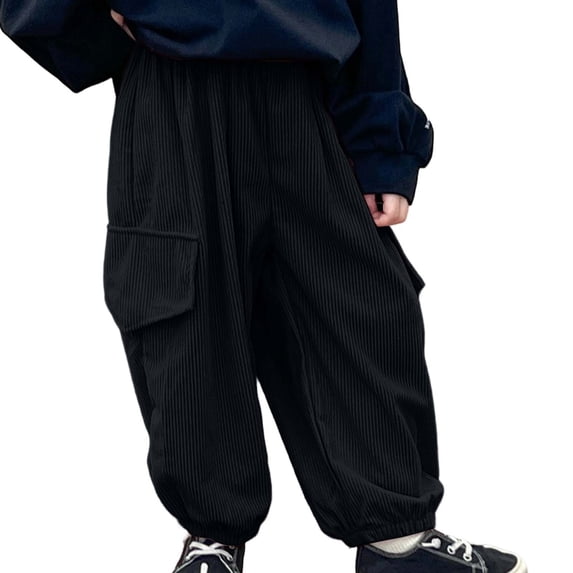 Afdoent Girls Cargo Pants Casual Joggers With Pockets Comfortable Kids Athletic Trousers For Durable Soft Stretch Fabric Streetwear Trousers 13-14 Years