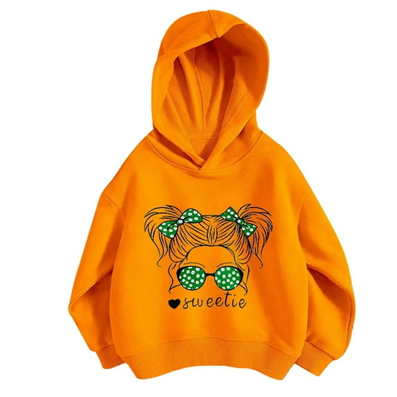 Afdoent Girls Casual Sweatshirts Kids Girl Sports Shirt Girl Leisure Print Personality Hoodie Pullover With No Pocket Suitable For Teen Tops Fall Clothes