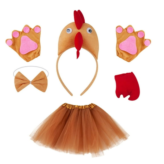 Afdoent Girls Clothes Fashion Adorable Girls 3D Chick With Headband Bow Tie Dress And Tail For Party One Size