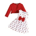 thumbnail image 1 of Afdoent Girls Clothing Set Winter Outfits Long Sleeve Solid Color Coat With Heart Print Vest Dress Toddler Girls Clothes Set For Fall And Winter Season 9-12 Months, 1 of 9