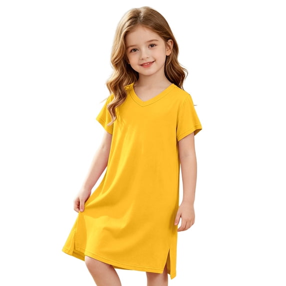 Afdoent Girls Dress Kids Short Sleeve Dress Soft For Kids Toddler Baby Family Matching Loungewear Vacation 6-7 Years