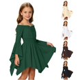 thumbnail image 1 of Afdoent Girls Dresses Casual Off Shoulder Ruffle Dress for Girls with Tie Straps Comfortable, 1 of 6