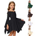 thumbnail image 1 of Afdoent Girls Dresses Casual Off Shoulder Ruffle Dress for Girls with Tie Straps Daily Wear, 1 of 7