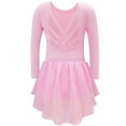 thumbnail image 1 of Afdoent Girls Dresses Dance Long Sleeve Leotard With Back And Sparkly Skirt Two Piece For Performance Gymnastics Practice 7-8 Years, 1 of 9