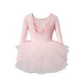 thumbnail image 1 of Afdoent Girls Dresses Long Sleeve Ballet Tutu For Practice And Performance Elegant Leotard Outfit With Skirt For Ballet Class Recital Party 6-7 Years, 1 of 9