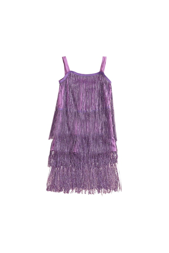 Girls Fashion Dresses Sequins Fringe Latin Dance Dress Tassel Tango Dress 18-24 Months